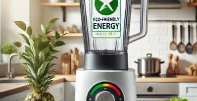 una batidora con simbolo ecofriendly indicando Que aparato consume menos energia electrica